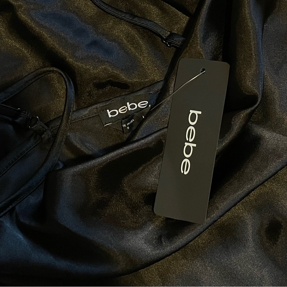 NWT bebe Black satin midi dress - Picture 7 of 7